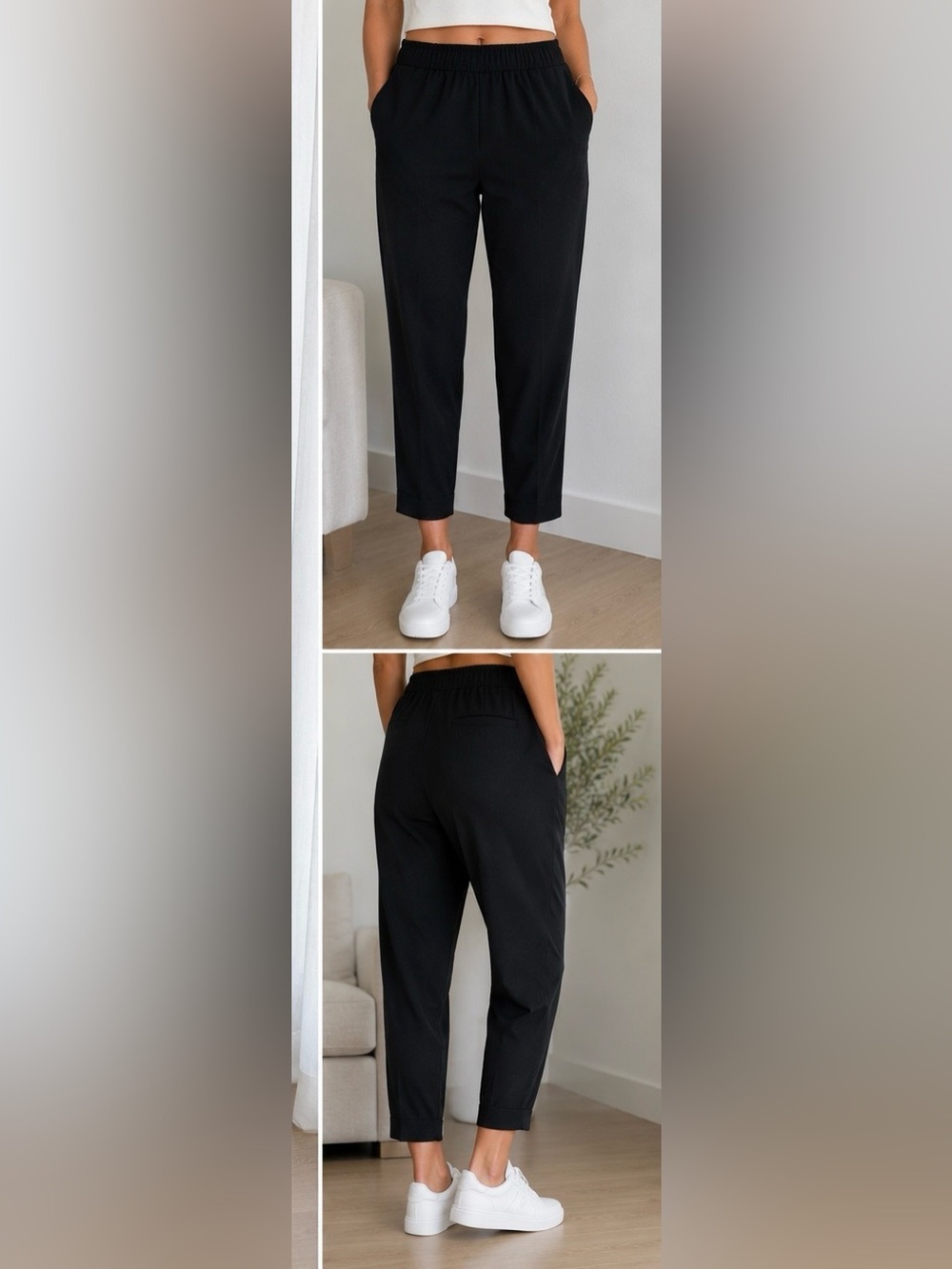 Babaton Black Cropped Pull-On Pants